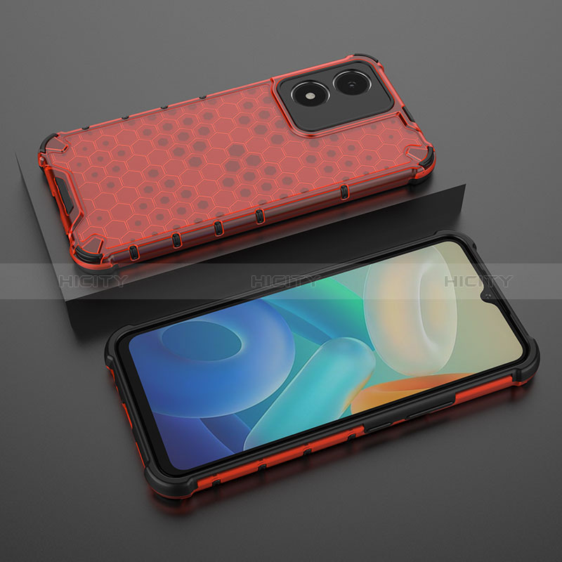 Coque Rebord Contour Silicone et Vitre Transparente Housse Etui 360 Degres AM2 pour Vivo Y02S Rouge Plus