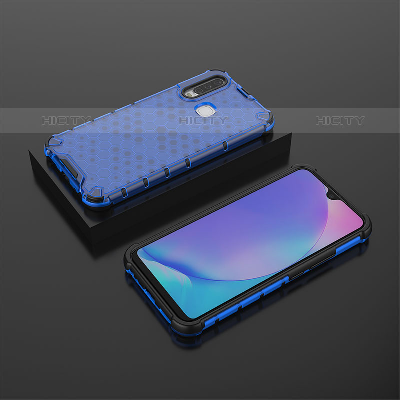 Coque Rebord Contour Silicone et Vitre Transparente Housse Etui 360 Degres AM2 pour Vivo Y11 Bleu Plus