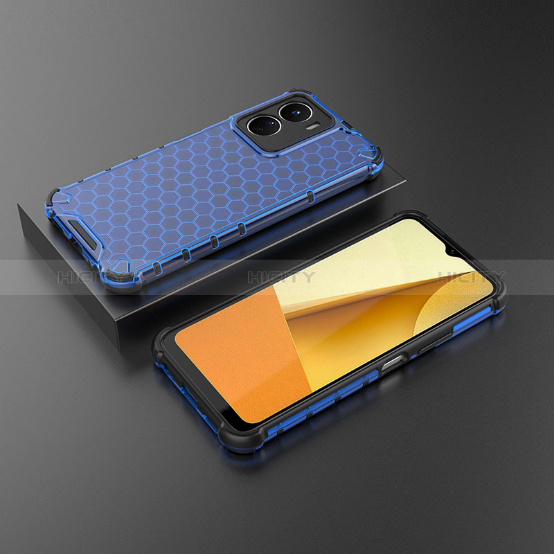 Coque Rebord Contour Silicone et Vitre Transparente Housse Etui 360 Degres AM2 pour Vivo Y16 Bleu Plus