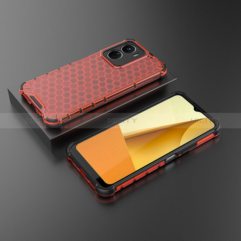 Coque Rebord Contour Silicone et Vitre Transparente Housse Etui 360 Degres AM2 pour Vivo Y16 Rouge Plus