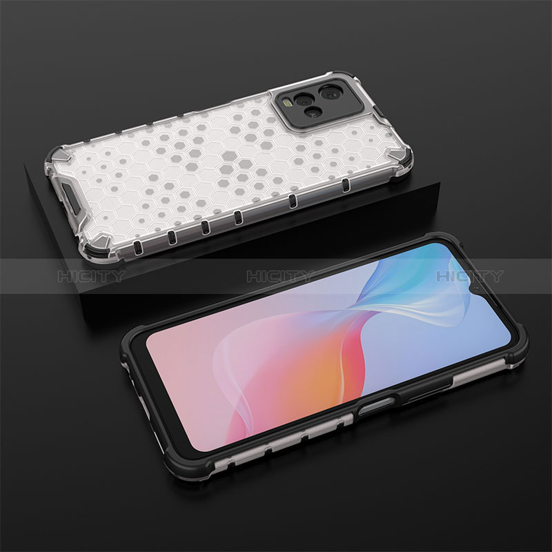 Coque Rebord Contour Silicone et Vitre Transparente Housse Etui 360 Degres AM2 pour Vivo Y21 Blanc Plus