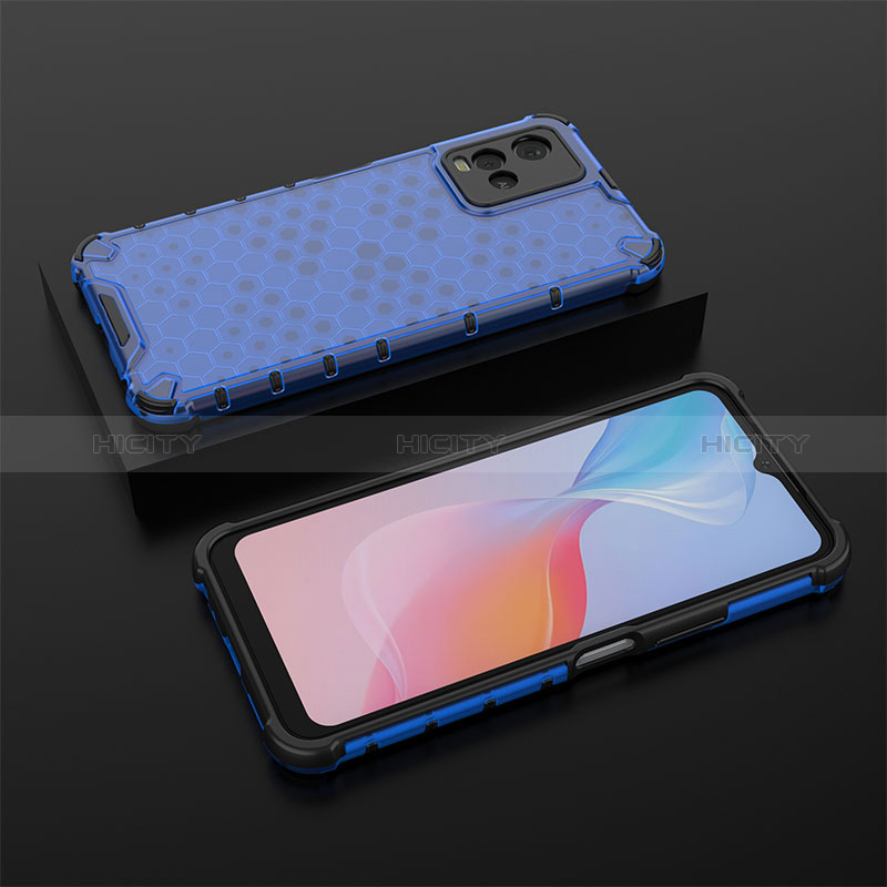 Coque Rebord Contour Silicone et Vitre Transparente Housse Etui 360 Degres AM2 pour Vivo Y21 Bleu Plus