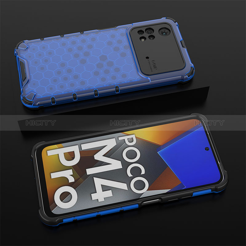 Coque Rebord Contour Silicone et Vitre Transparente Housse Etui 360 Degres AM2 pour Xiaomi Poco M4 Pro 4G Bleu Plus