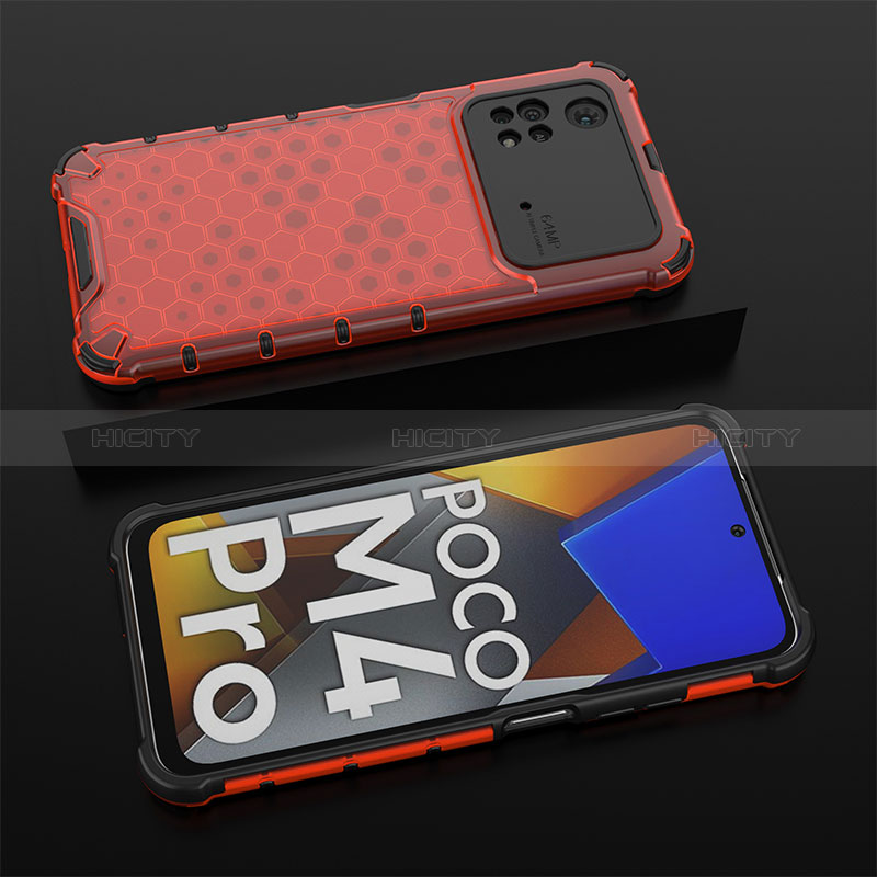 Coque Rebord Contour Silicone et Vitre Transparente Housse Etui 360 Degres AM2 pour Xiaomi Poco M4 Pro 4G Rouge Plus