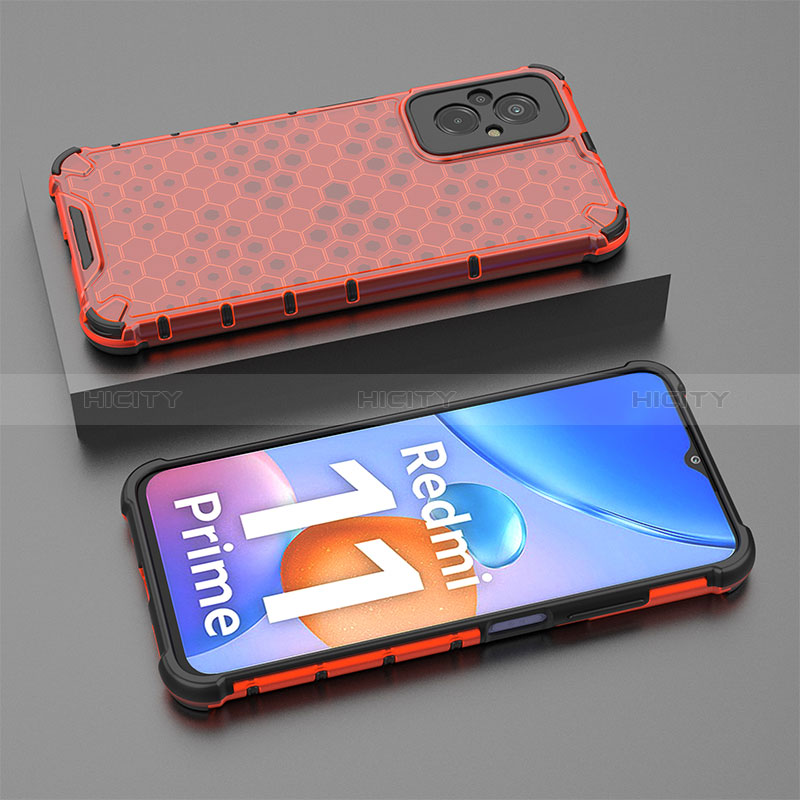 Coque Rebord Contour Silicone et Vitre Transparente Housse Etui 360 Degres AM2 pour Xiaomi Redmi 11 Prime 4G Rouge Plus