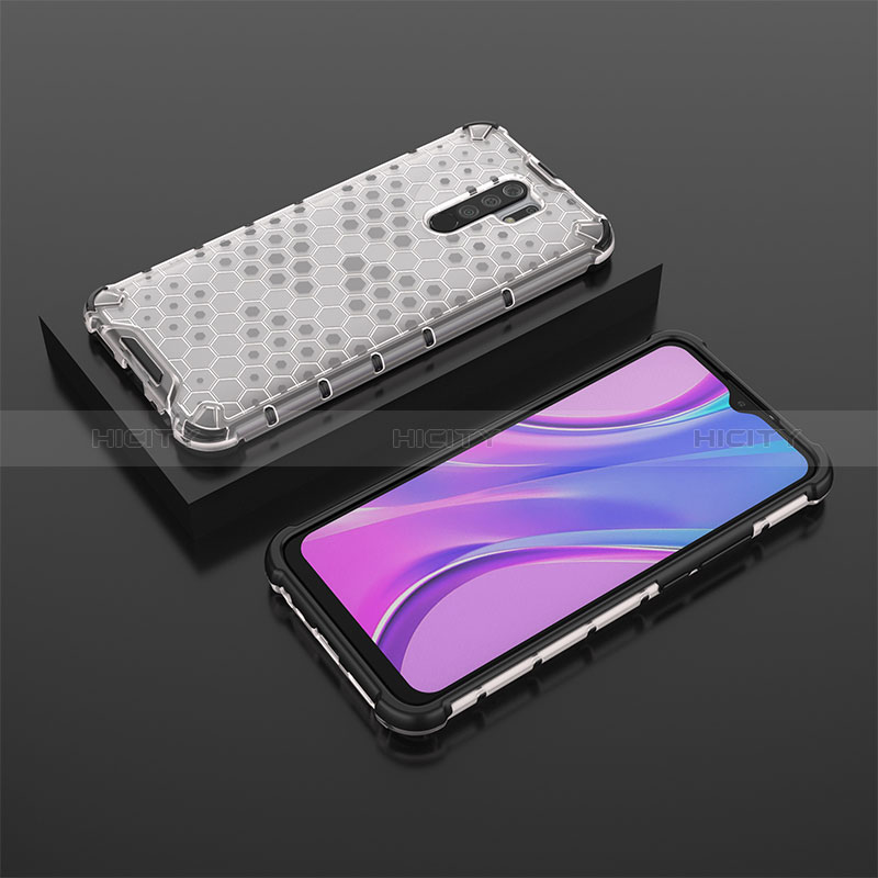 Coque Rebord Contour Silicone et Vitre Transparente Housse Etui 360 Degres AM2 pour Xiaomi Redmi 9 Prime India Blanc Plus