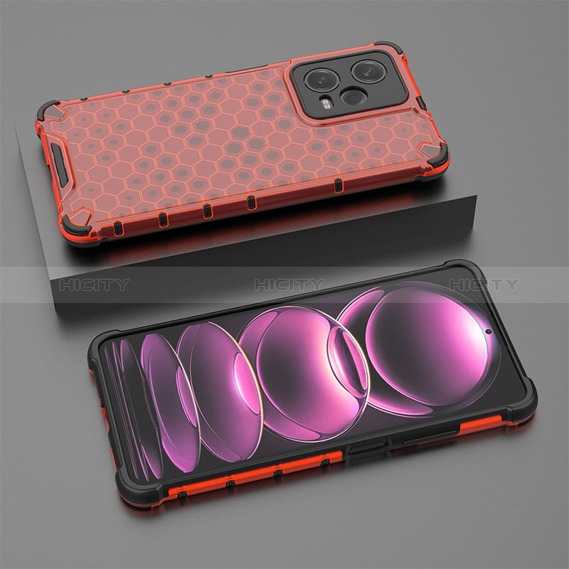 Coque Rebord Contour Silicone et Vitre Transparente Housse Etui 360 Degres AM2 pour Xiaomi Redmi Note 12 Pro 5G Rouge Plus