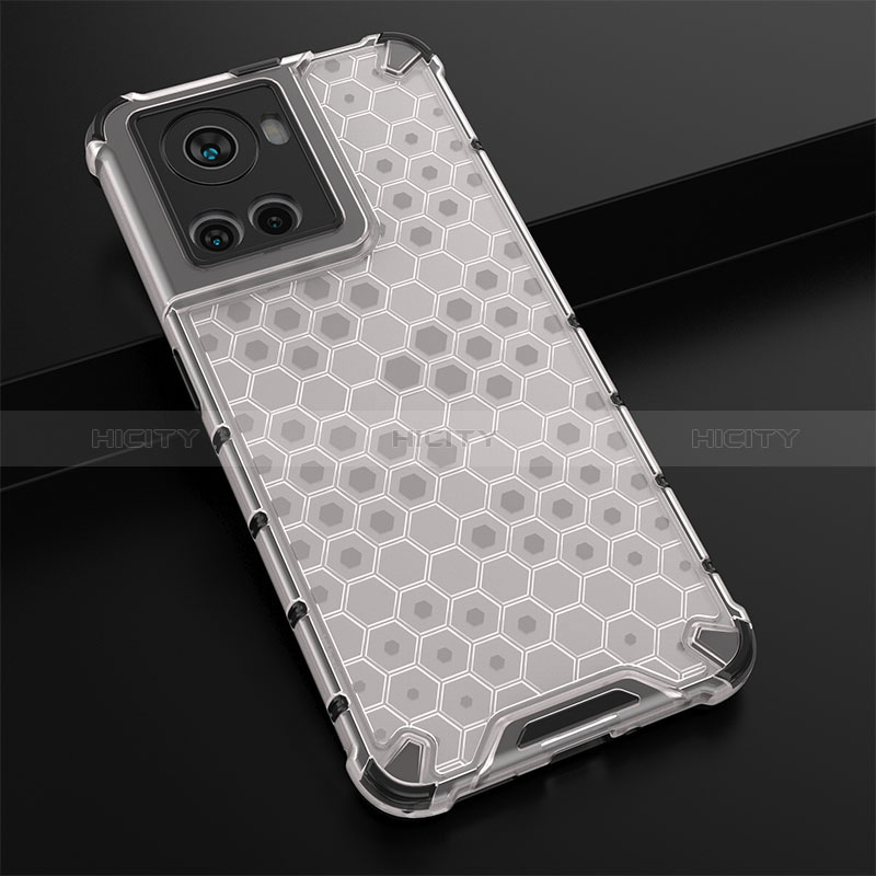 Coque Rebord Contour Silicone et Vitre Transparente Housse Etui 360 Degres AM3 pour OnePlus 10R 5G Blanc Plus