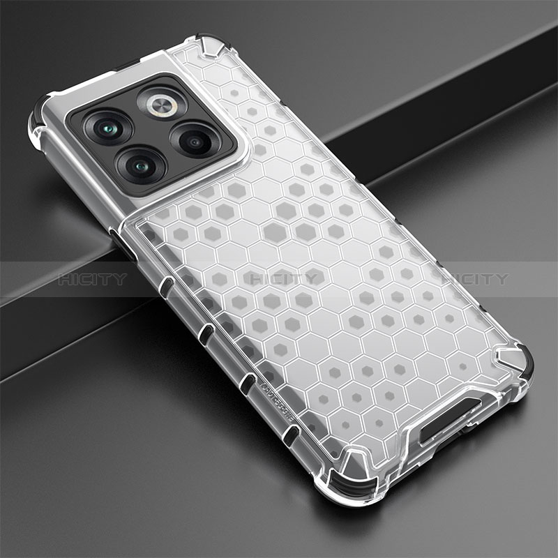 Coque Rebord Contour Silicone et Vitre Transparente Housse Etui 360 Degres AM3 pour OnePlus 10T 5G Blanc Plus