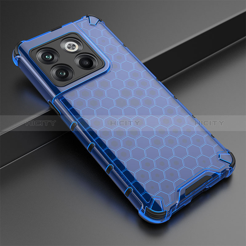 Coque Rebord Contour Silicone et Vitre Transparente Housse Etui 360 Degres AM3 pour OnePlus 10T 5G Bleu Plus