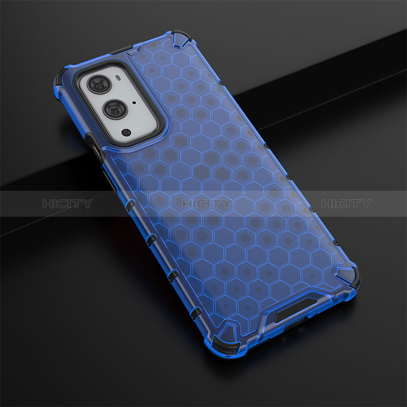 Coque Rebord Contour Silicone et Vitre Transparente Housse Etui 360 Degres AM3 pour OnePlus 9 Pro 5G Bleu Plus