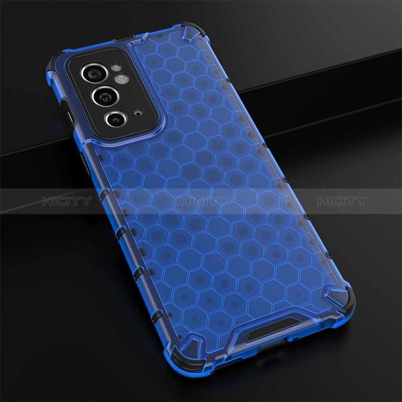 Coque Rebord Contour Silicone et Vitre Transparente Housse Etui 360 Degres AM3 pour OnePlus 9RT 5G Bleu Plus