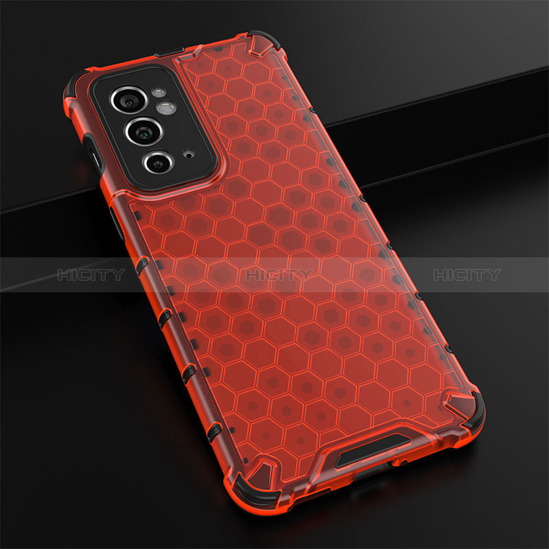 Coque Rebord Contour Silicone et Vitre Transparente Housse Etui 360 Degres AM3 pour OnePlus 9RT 5G Rouge Plus