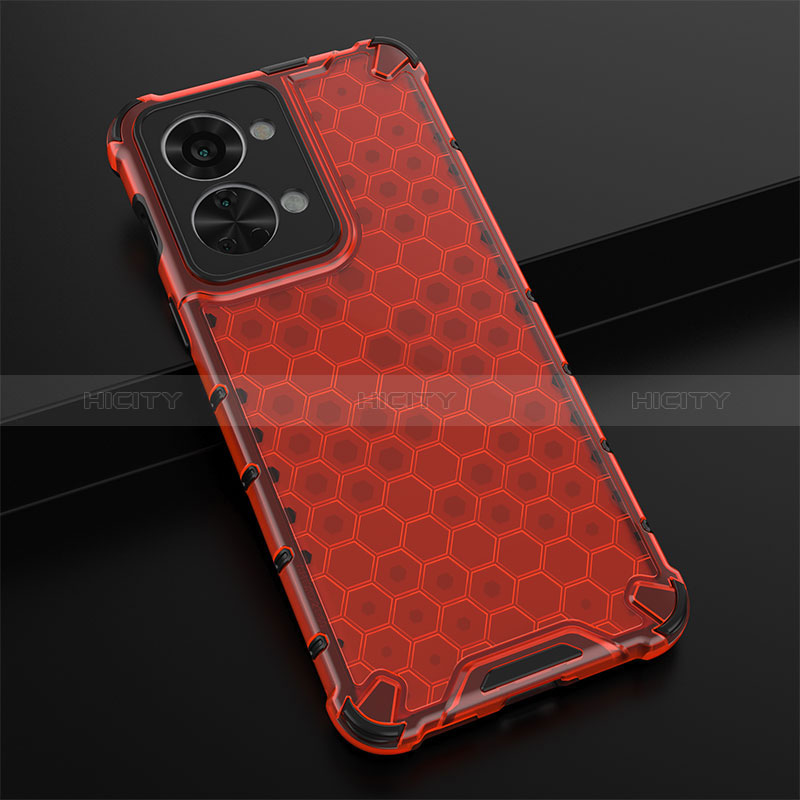 Coque Rebord Contour Silicone et Vitre Transparente Housse Etui 360 Degres AM3 pour OnePlus Nord 2T 5G Rouge Plus