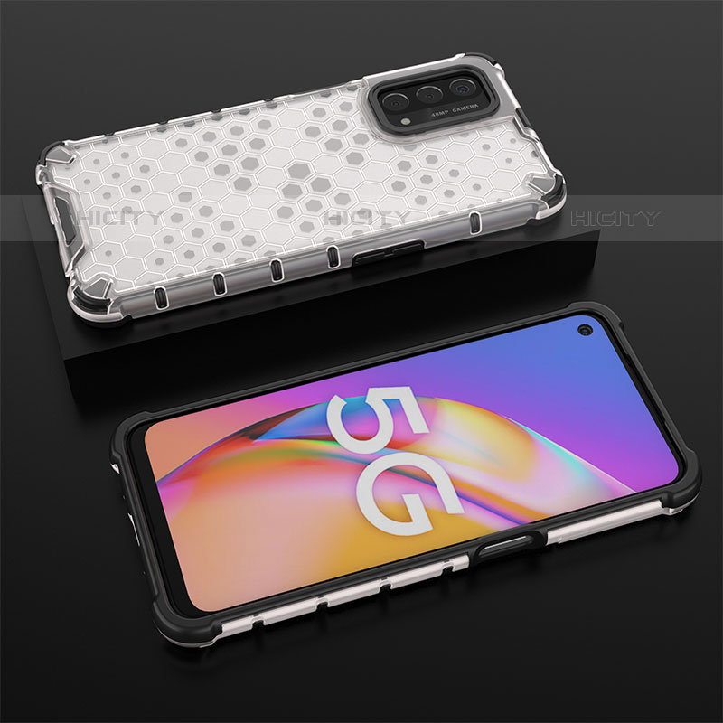 Coque Rebord Contour Silicone et Vitre Transparente Housse Etui 360 Degres AM3 pour OnePlus Nord N200 5G Blanc Plus