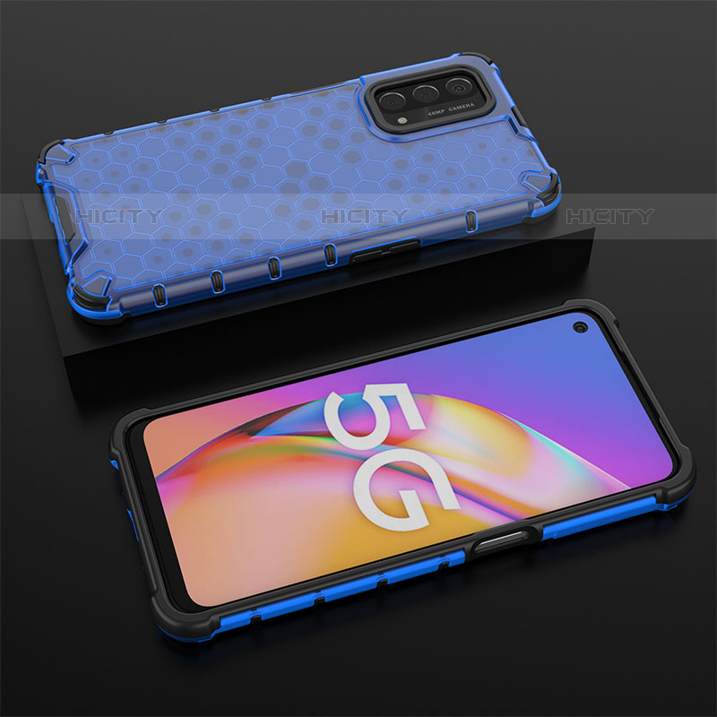 Coque Rebord Contour Silicone et Vitre Transparente Housse Etui 360 Degres AM3 pour OnePlus Nord N200 5G Bleu Plus