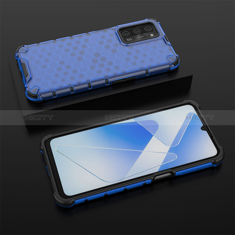 Coque Rebord Contour Silicone et Vitre Transparente Housse Etui 360 Degres AM3 pour Oppo A56 5G Bleu Plus