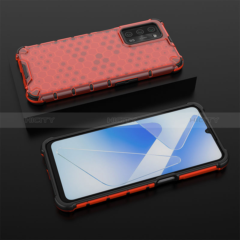 Coque Rebord Contour Silicone et Vitre Transparente Housse Etui 360 Degres AM3 pour Oppo A56 5G Rouge Plus