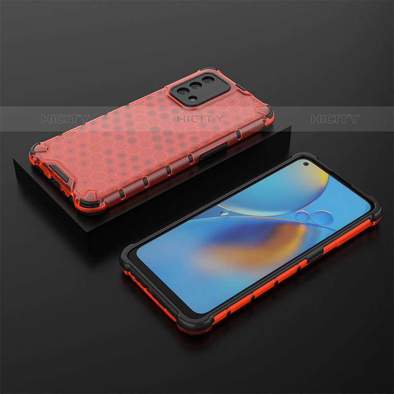 Coque Rebord Contour Silicone et Vitre Transparente Housse Etui 360 Degres AM3 pour Oppo A74 4G Rouge Plus