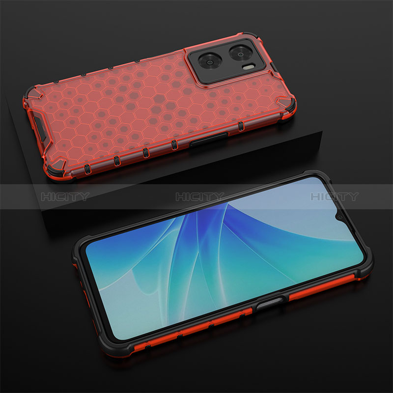 Coque Rebord Contour Silicone et Vitre Transparente Housse Etui 360 Degres AM3 pour Oppo A77s Rouge Plus