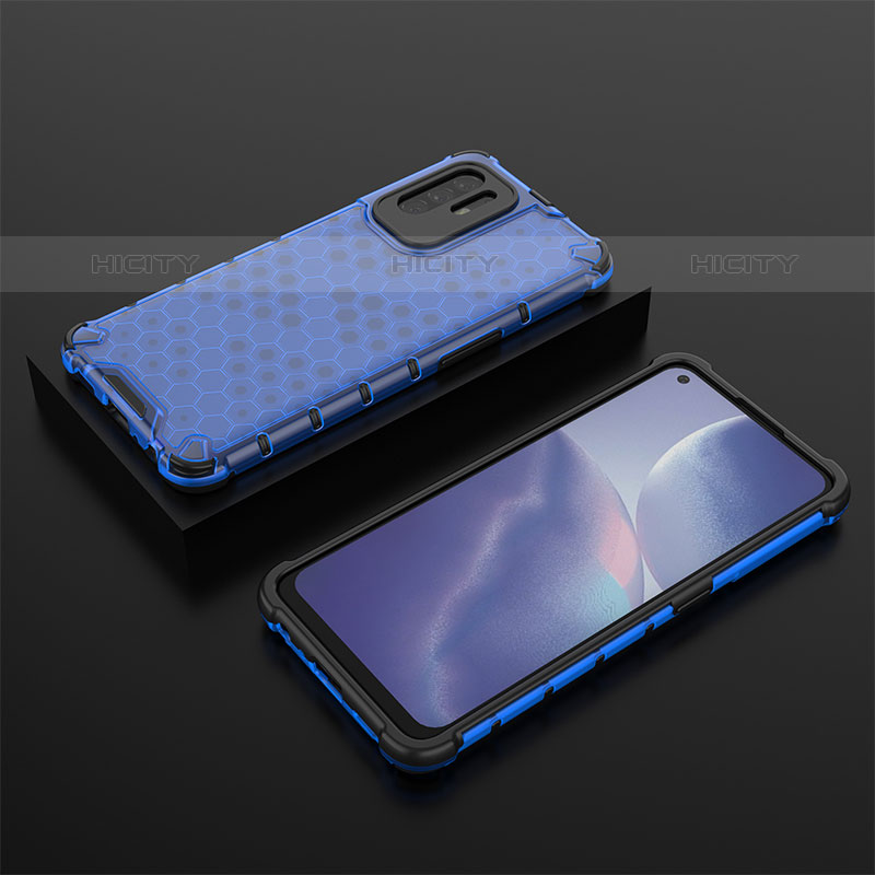 Coque Rebord Contour Silicone et Vitre Transparente Housse Etui 360 Degres AM3 pour Oppo A94 5G Bleu Plus