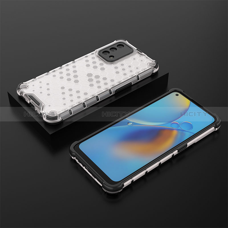 Coque Rebord Contour Silicone et Vitre Transparente Housse Etui 360 Degres AM3 pour Oppo A95 4G Blanc Plus