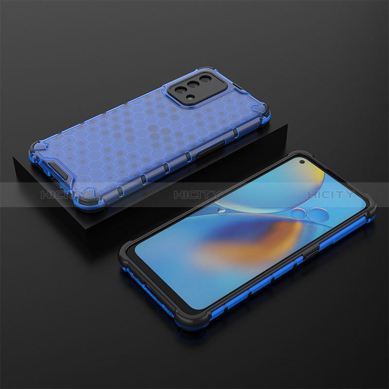 Coque Rebord Contour Silicone et Vitre Transparente Housse Etui 360 Degres AM3 pour Oppo F19 Bleu Plus