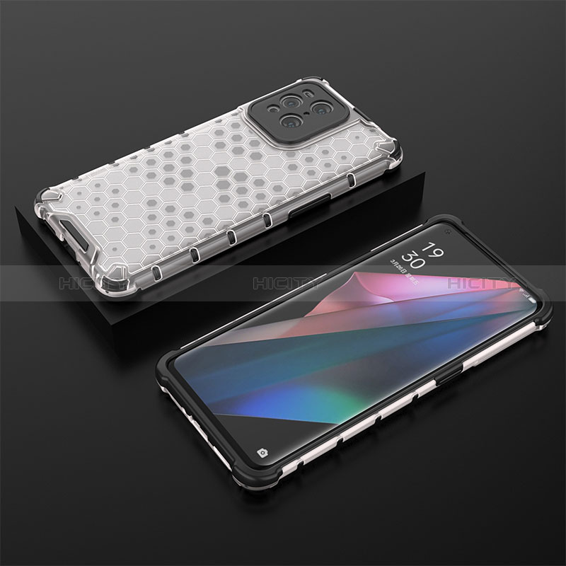 Coque Rebord Contour Silicone et Vitre Transparente Housse Etui 360 Degres AM3 pour Oppo Find X3 5G Blanc Plus