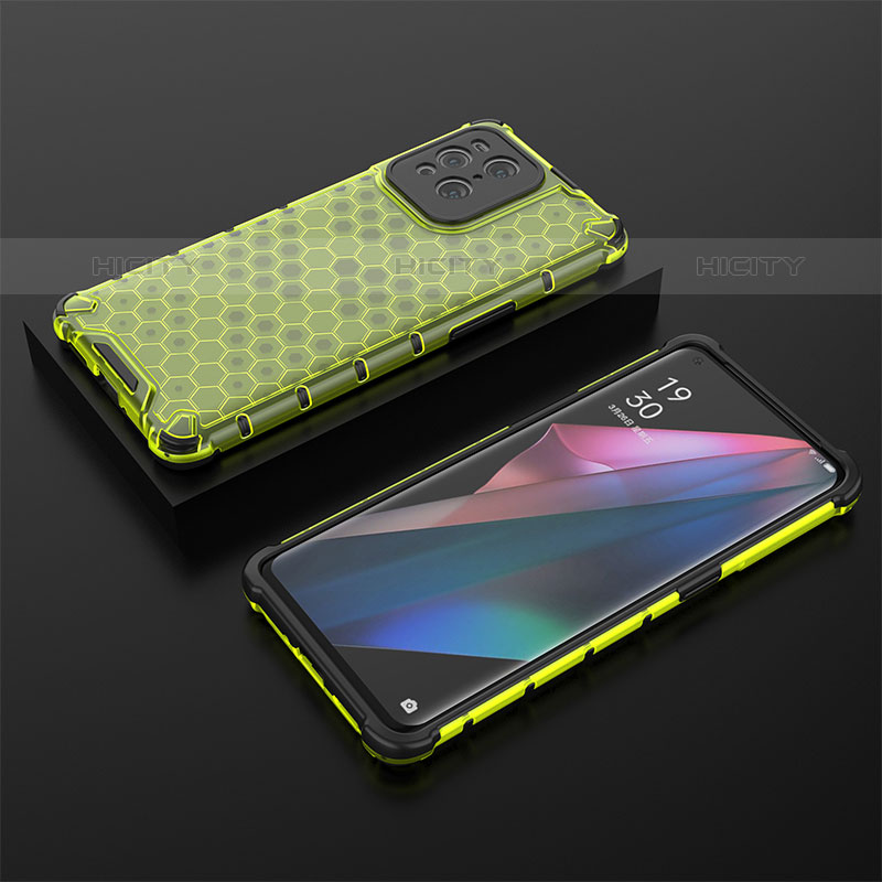 Coque Rebord Contour Silicone et Vitre Transparente Housse Etui 360 Degres AM3 pour Oppo Find X3 Pro 5G Vert Plus