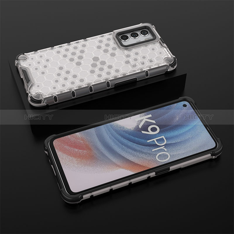 Coque Rebord Contour Silicone et Vitre Transparente Housse Etui 360 Degres AM3 pour Oppo K9 Pro 5G Blanc Plus