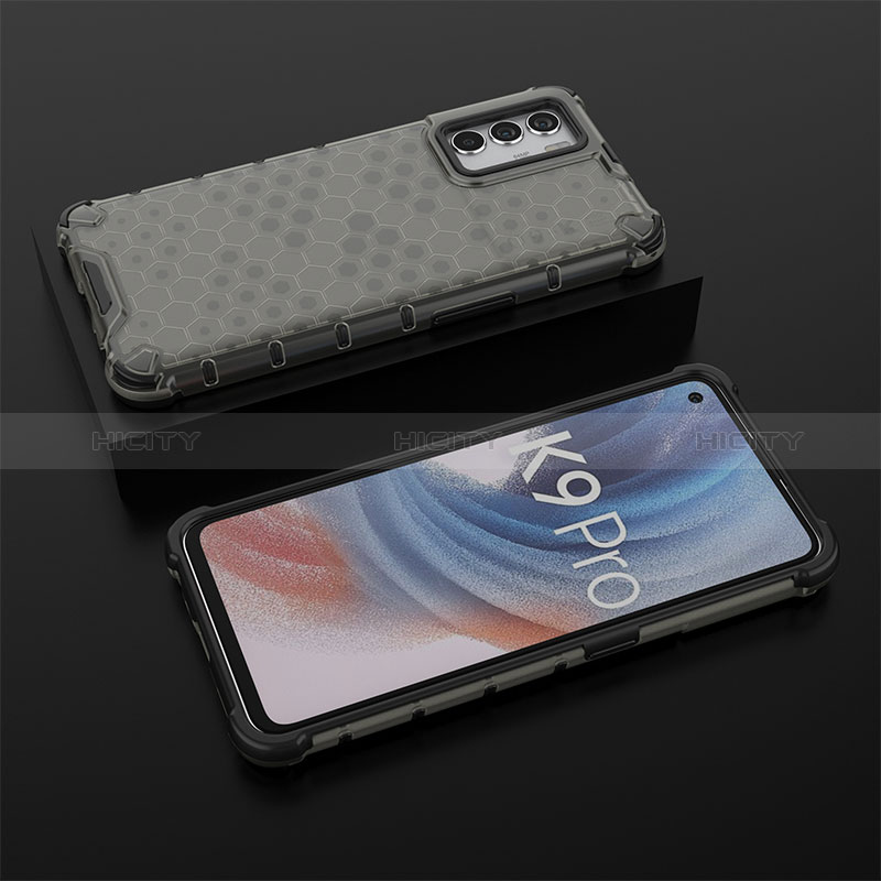 Coque Rebord Contour Silicone et Vitre Transparente Housse Etui 360 Degres AM3 pour Oppo K9 Pro 5G Noir Plus