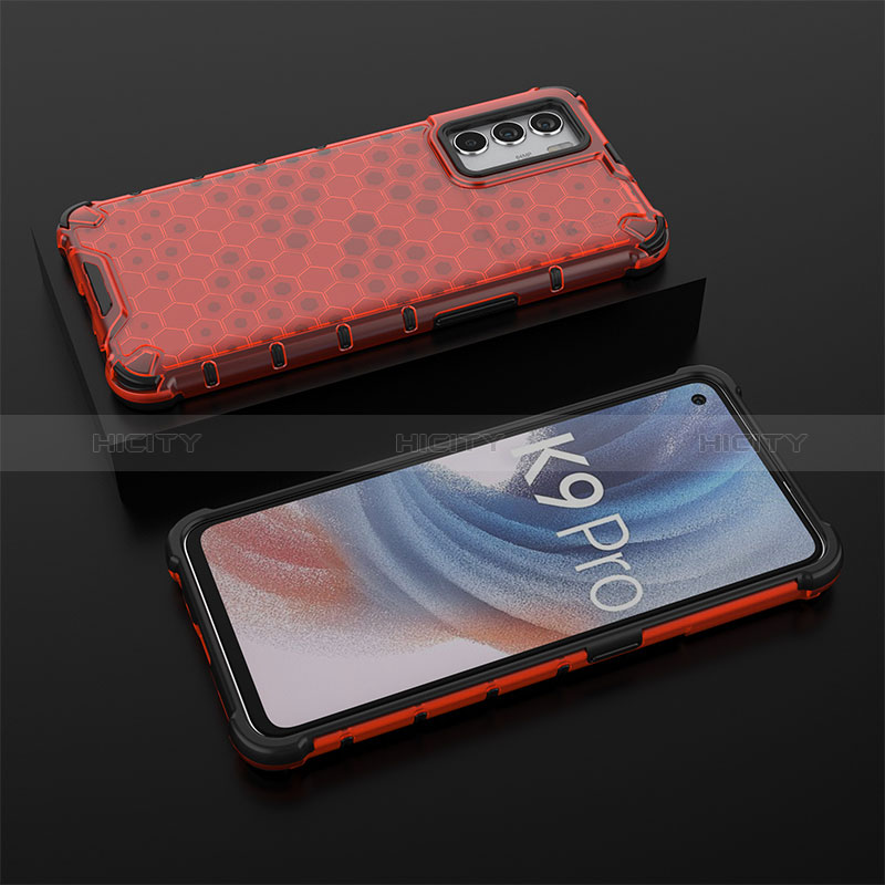 Coque Rebord Contour Silicone et Vitre Transparente Housse Etui 360 Degres AM3 pour Oppo K9 Pro 5G Rouge Plus