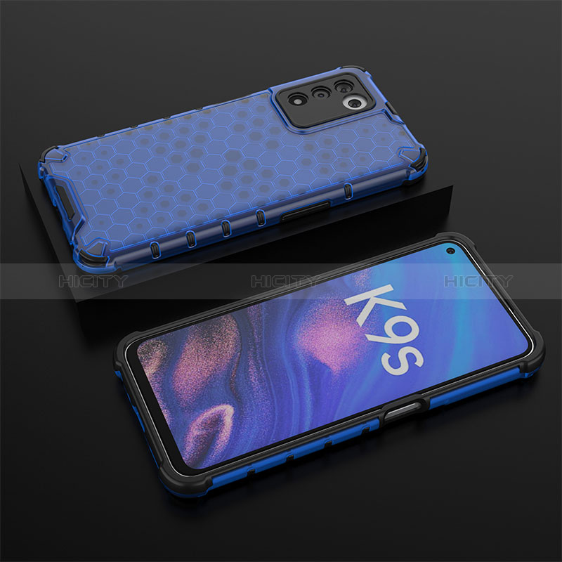 Coque Rebord Contour Silicone et Vitre Transparente Housse Etui 360 Degres AM3 pour Oppo K9S 5G Bleu Plus