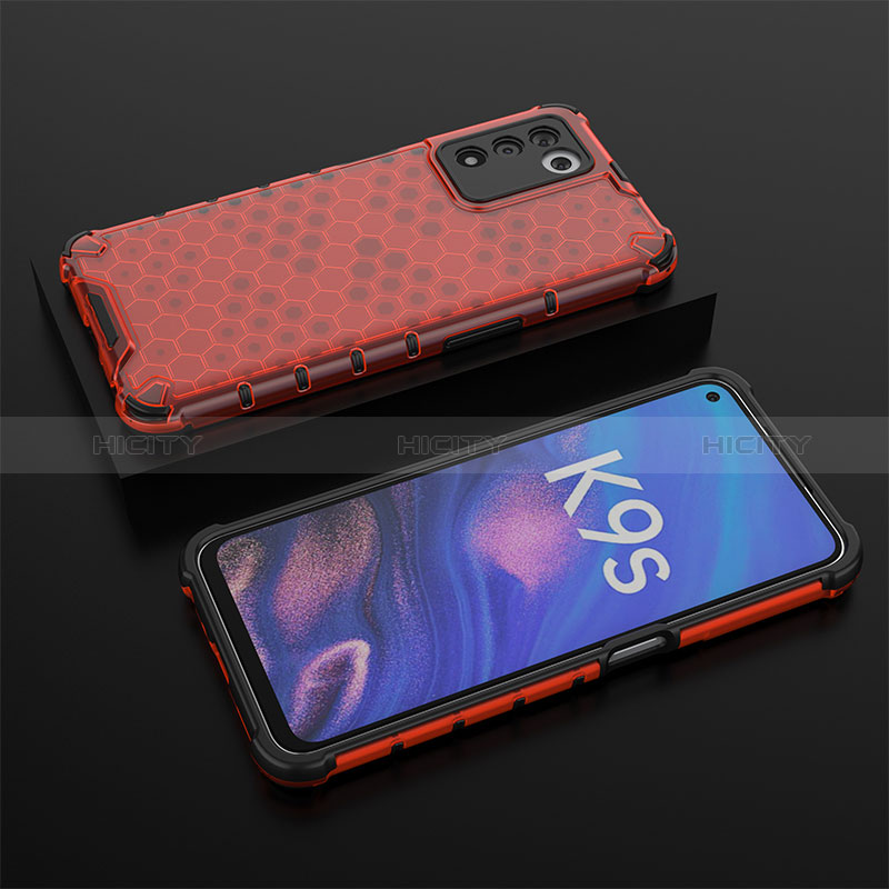 Coque Rebord Contour Silicone et Vitre Transparente Housse Etui 360 Degres AM3 pour Oppo K9S 5G Rouge Plus