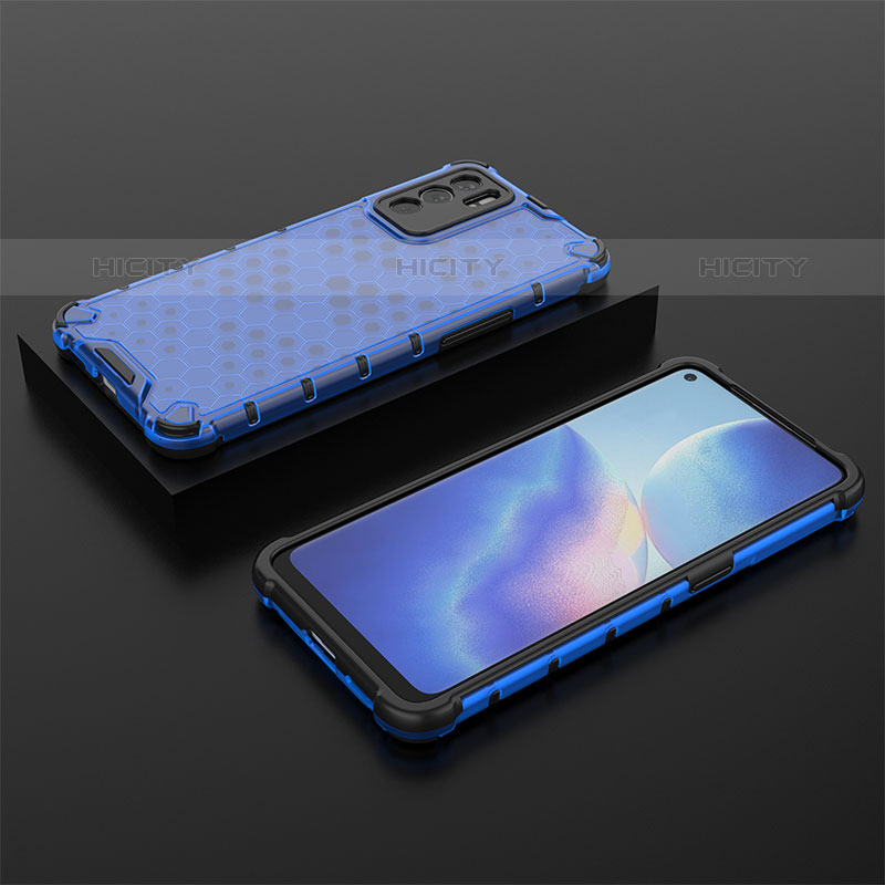 Coque Rebord Contour Silicone et Vitre Transparente Housse Etui 360 Degres AM3 pour Oppo Reno6 5G Bleu Plus