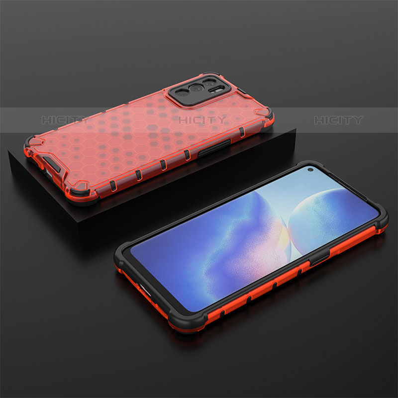 Coque Rebord Contour Silicone et Vitre Transparente Housse Etui 360 Degres AM3 pour Oppo Reno6 5G Rouge Plus