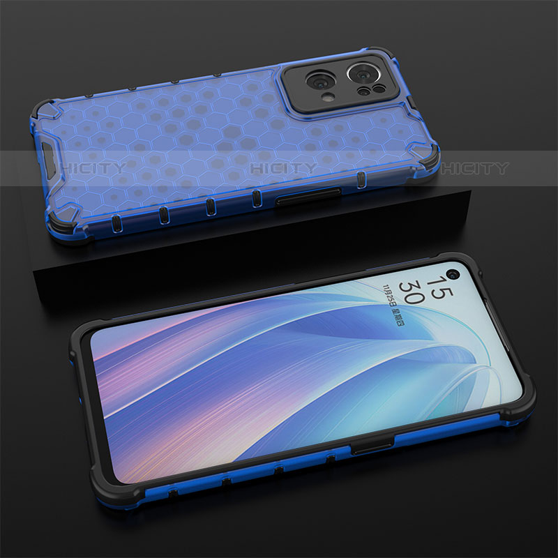 Coque Rebord Contour Silicone et Vitre Transparente Housse Etui 360 Degres AM3 pour Oppo Reno7 Pro 5G Bleu Plus