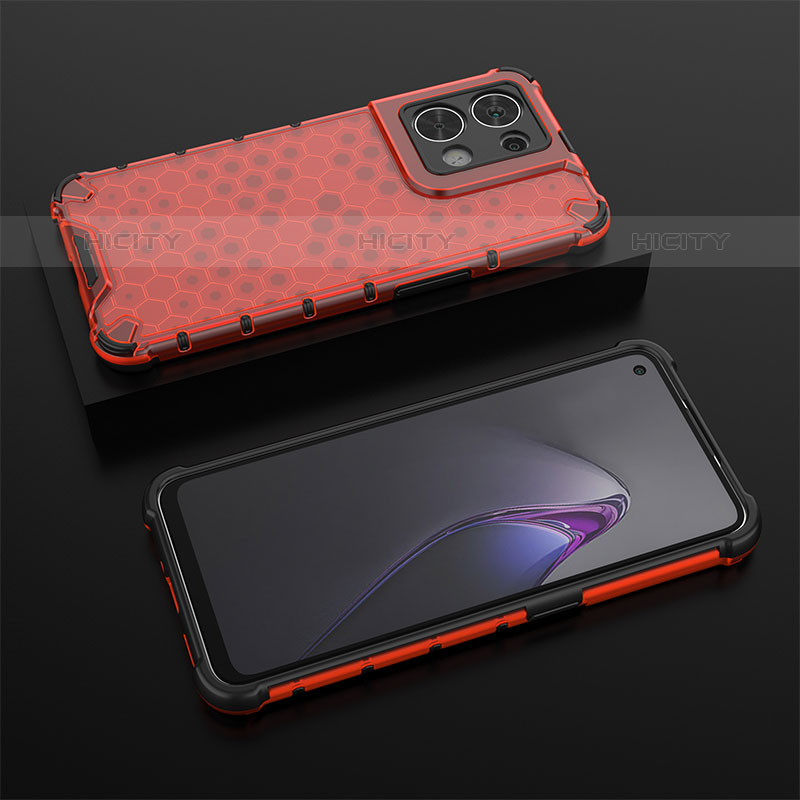 Coque Rebord Contour Silicone et Vitre Transparente Housse Etui 360 Degres AM3 pour Oppo Reno8 5G Rouge Plus