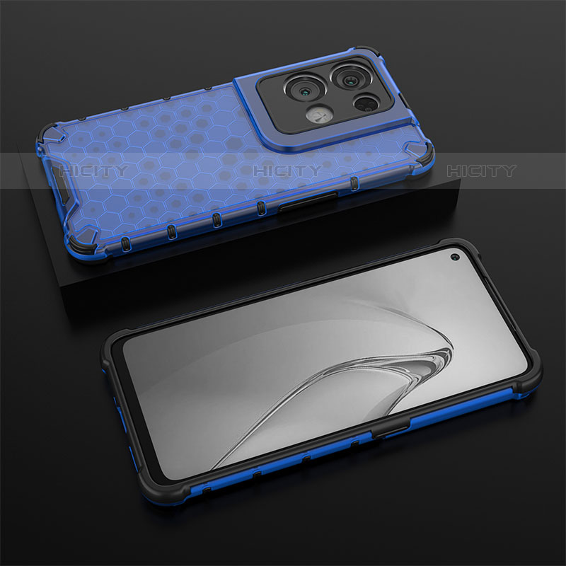 Coque Rebord Contour Silicone et Vitre Transparente Housse Etui 360 Degres AM3 pour Oppo Reno8 Pro+ Plus 5G Bleu Plus