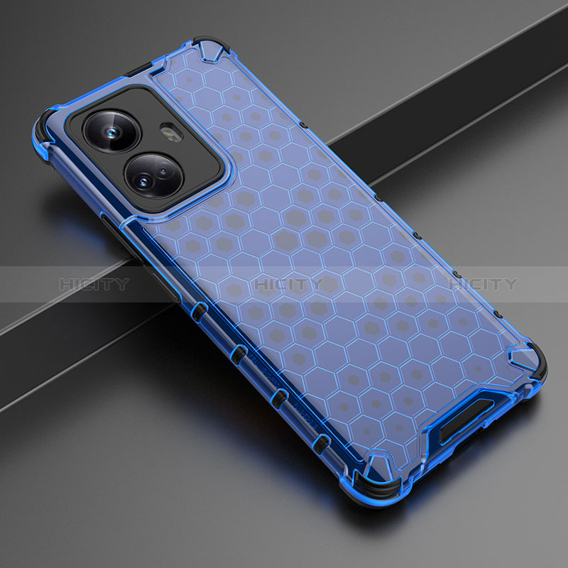 Coque Rebord Contour Silicone et Vitre Transparente Housse Etui 360 Degres AM3 pour Realme 10 Pro+ Plus 5G Bleu Plus