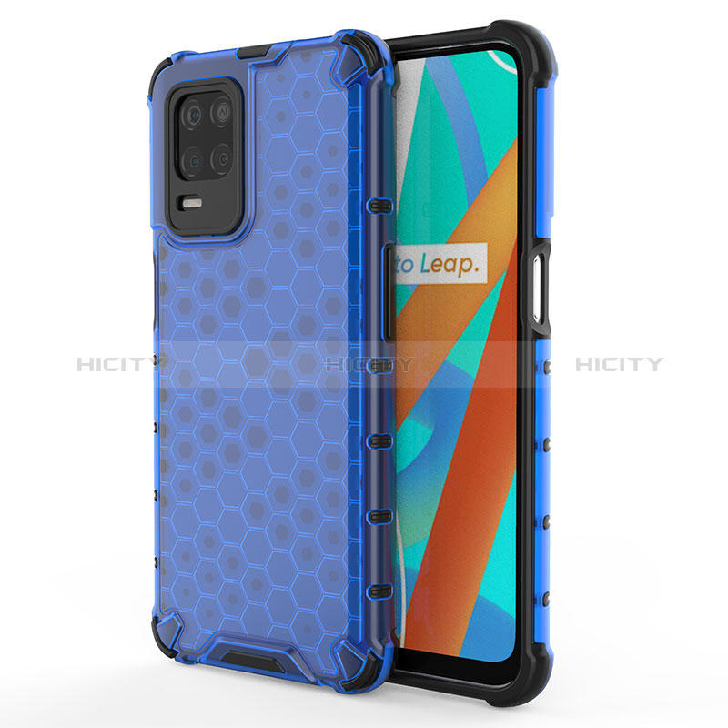 Coque Rebord Contour Silicone et Vitre Transparente Housse Etui 360 Degres AM3 pour Realme 8 5G Bleu Plus