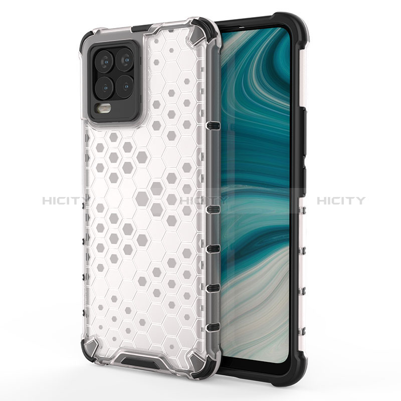 Coque Rebord Contour Silicone et Vitre Transparente Housse Etui 360 Degres AM3 pour Realme 8 Pro Blanc Plus