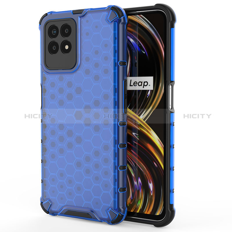 Coque Rebord Contour Silicone et Vitre Transparente Housse Etui 360 Degres AM3 pour Realme 8i Bleu Plus