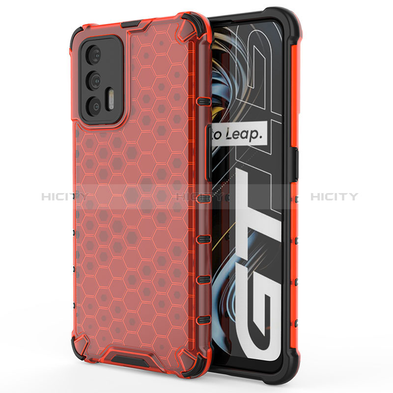 Coque Rebord Contour Silicone et Vitre Transparente Housse Etui 360 Degres AM3 pour Realme GT Master 5G Rouge Plus