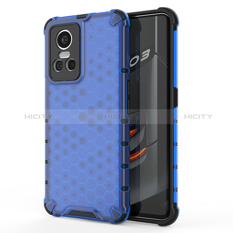 Coque Rebord Contour Silicone et Vitre Transparente Housse Etui 360 Degres AM3 pour Realme GT Neo3 5G Bleu Plus