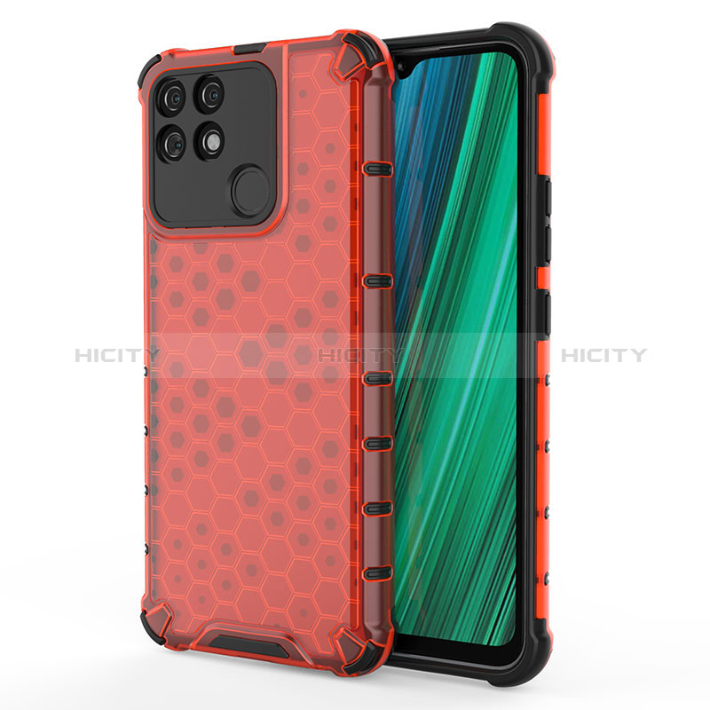 Coque Rebord Contour Silicone et Vitre Transparente Housse Etui 360 Degres AM3 pour Realme Narzo 50A Rouge Plus