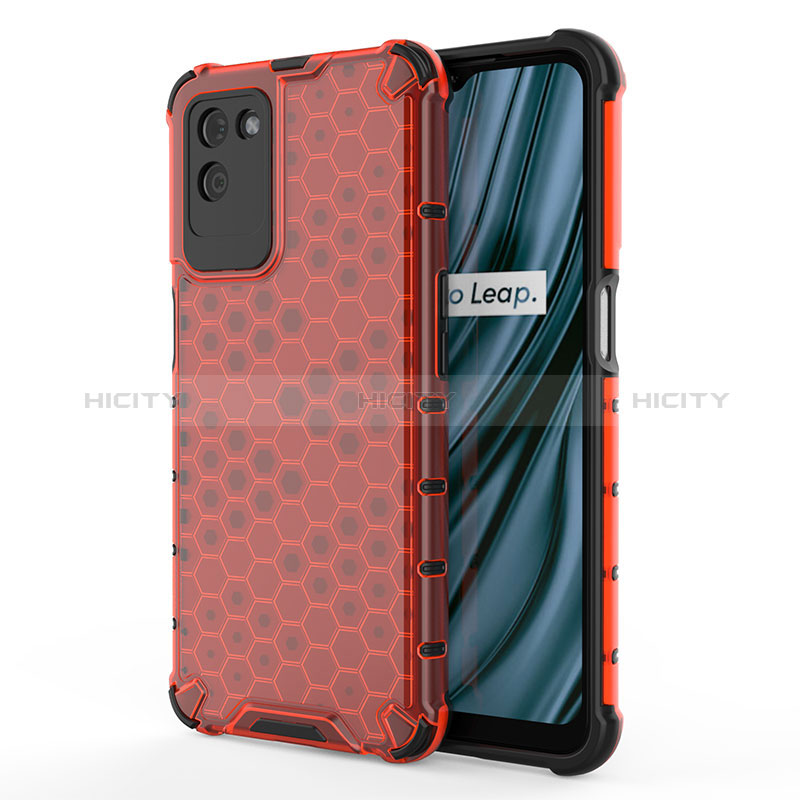 Coque Rebord Contour Silicone et Vitre Transparente Housse Etui 360 Degres AM3 pour Realme V11s 5G Rouge Plus