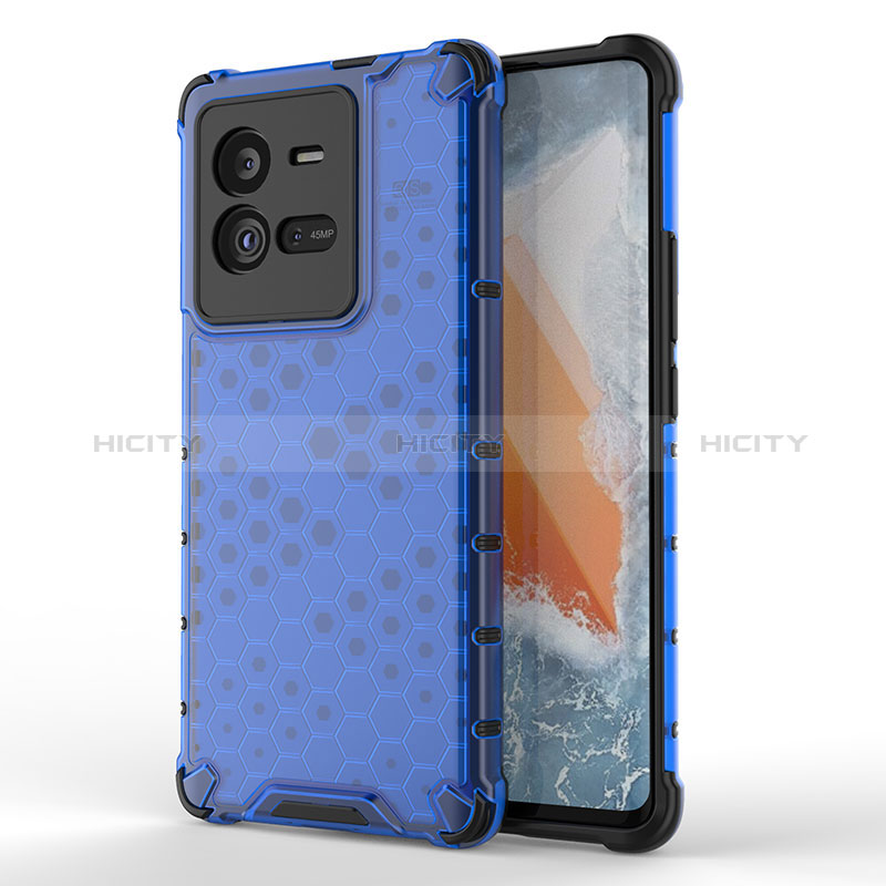 Coque Rebord Contour Silicone et Vitre Transparente Housse Etui 360 Degres AM3 pour Vivo iQOO 10 Pro 5G Bleu Plus