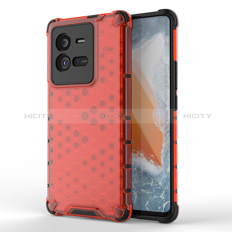 Coque Rebord Contour Silicone et Vitre Transparente Housse Etui 360 Degres AM3 pour Vivo iQOO 10 Pro 5G Rouge Plus