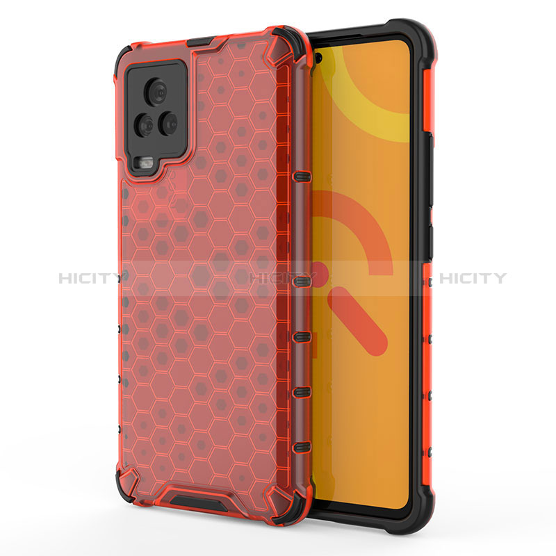 Coque Rebord Contour Silicone et Vitre Transparente Housse Etui 360 Degres AM3 pour Vivo iQOO 7 5G Rouge Plus